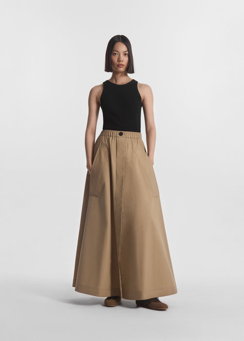 Parachute Skirt in Cotton Poplin - Camel, image 1 of 5