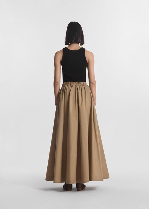 Parachute Skirt in Cotton Poplin - Camel, image 2 of 5