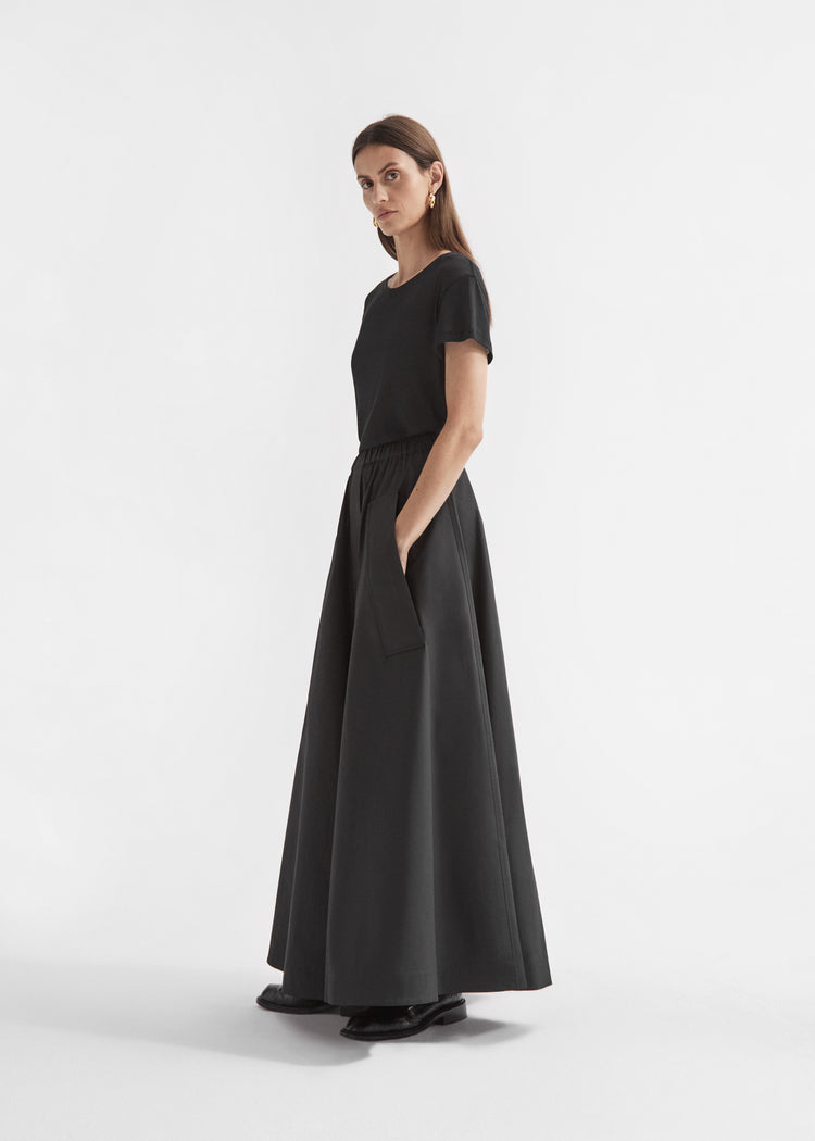 Parachute Skirt in Cotton Poplin - Black, image 1 of 4