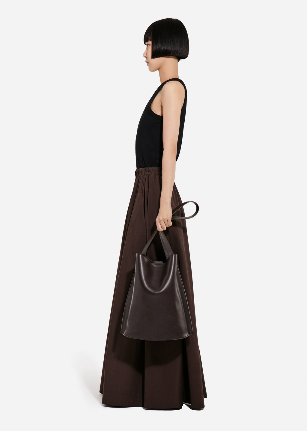 Parachute Skirt in Cotton Poplin - Chocolate - CO