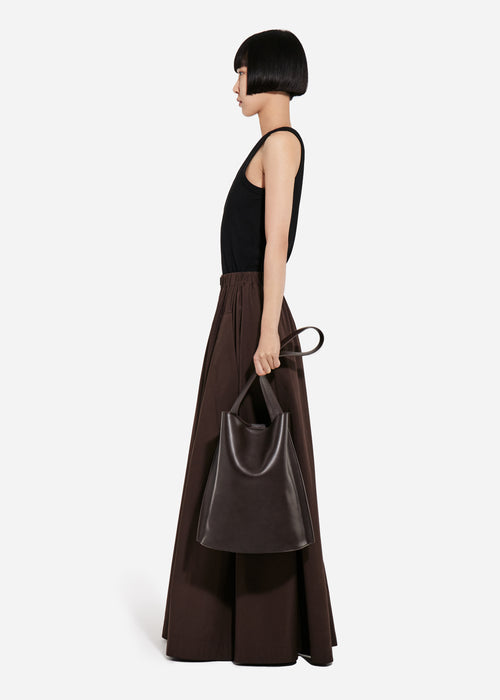 Parachute Skirt in Cotton Poplin - Chocolate, image 3 of 4