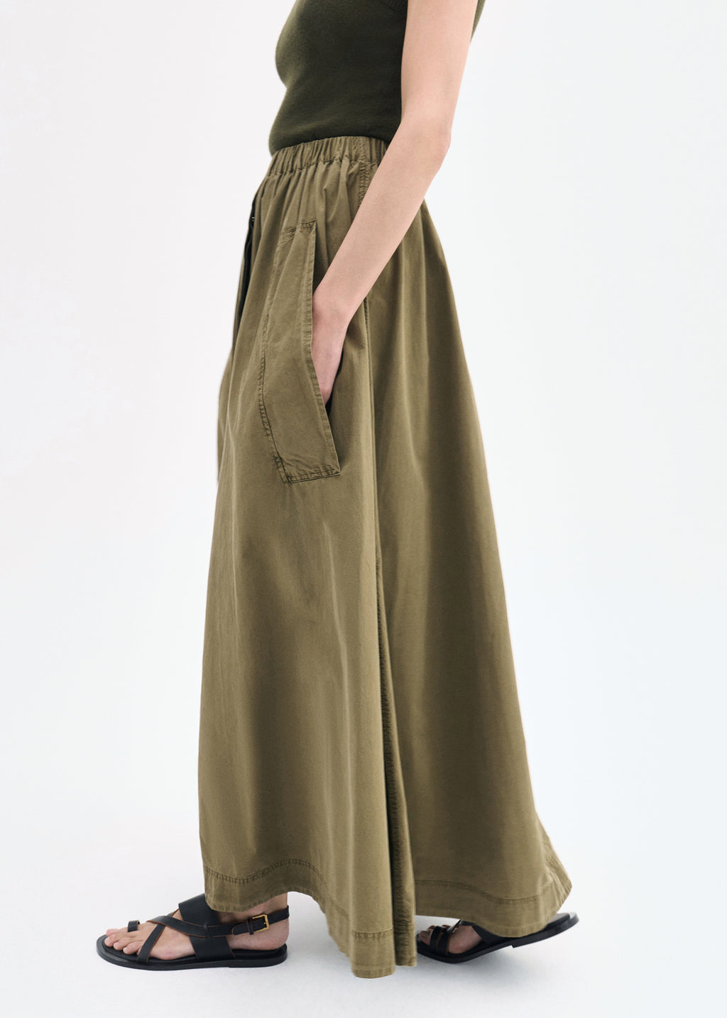 Parachute Skirt in Cotton Twill - Olive - CO