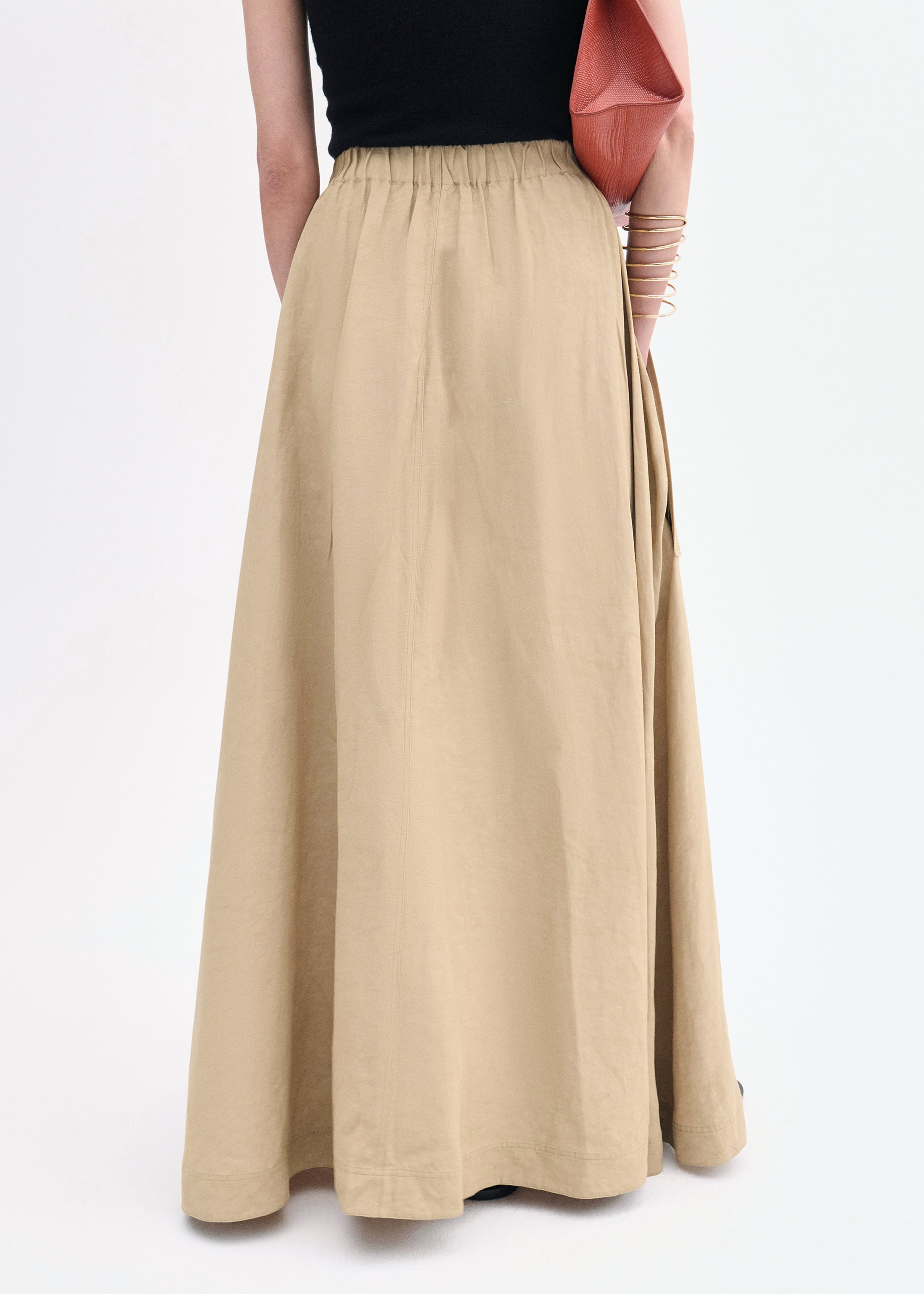 Parachute Skirt in Viscose Linen  - Camel
