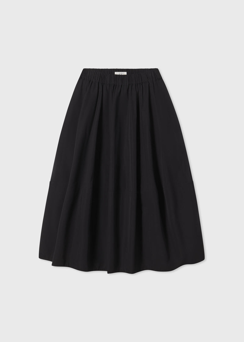 Bubble Midi Skirt in Cotton Poplin - Black - CO