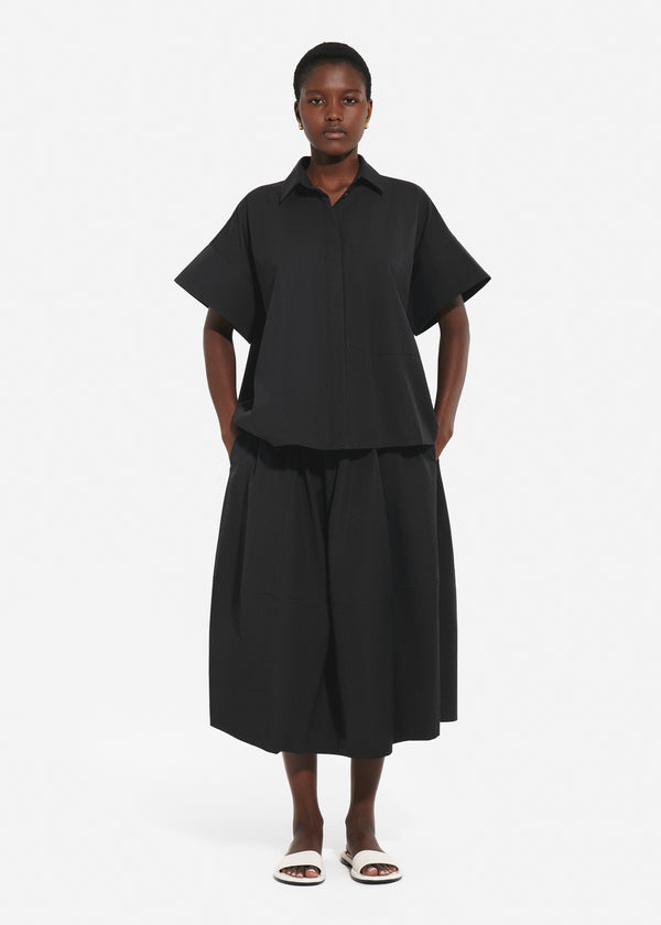 Full Skirt in Cotton Poplin - Black - CO