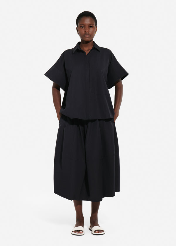 Full Skirt in Cotton Poplin - Black - CO