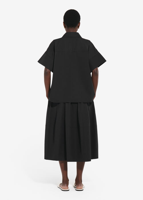 Full Skirt in Cotton Poplin - Black, image 3 of 4