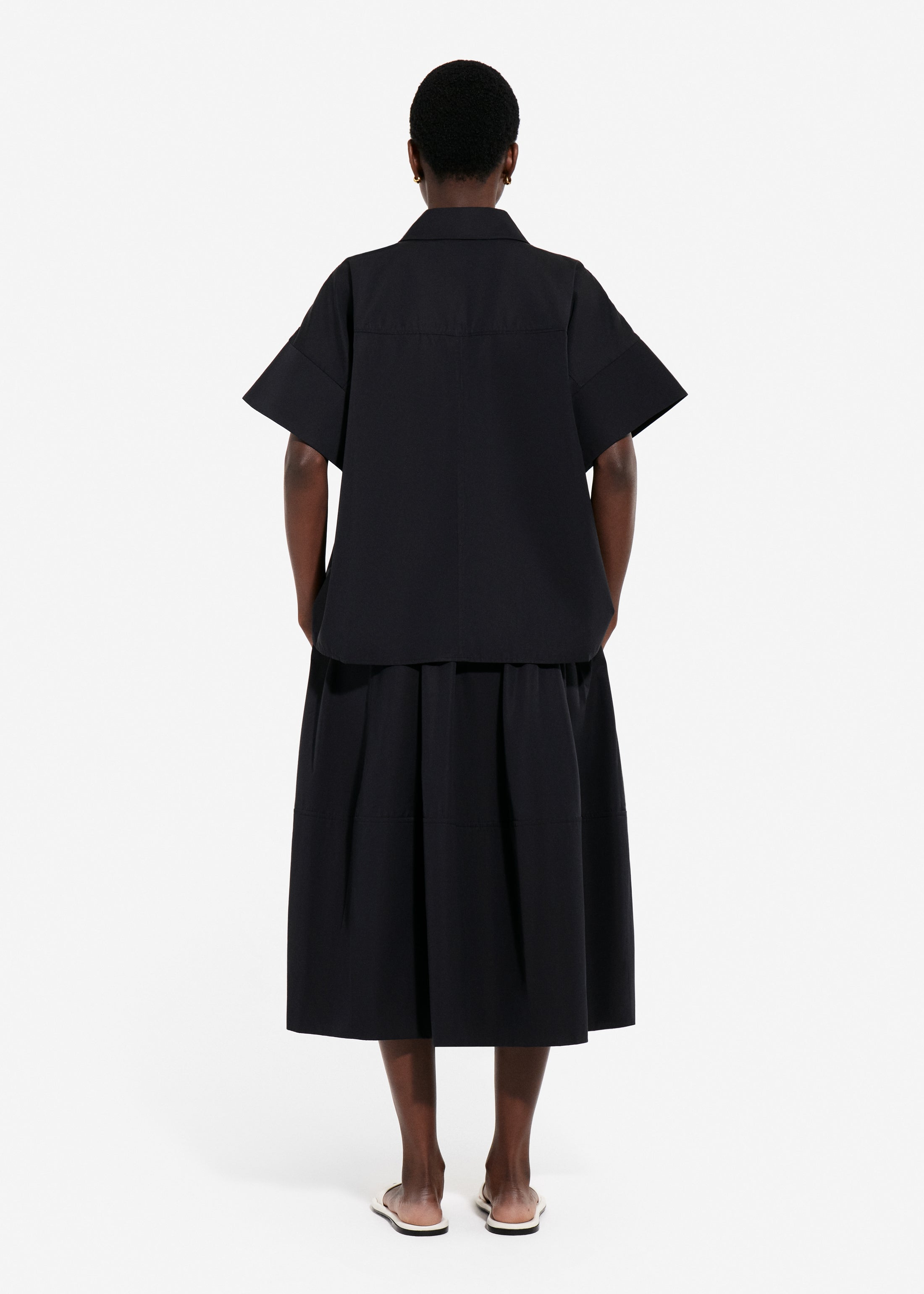 Full Skirt in Cotton Poplin - Black
