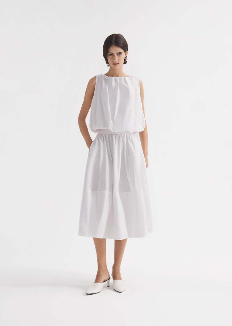 Full Skirt in Cotton Poplin - White, image 1 of 4