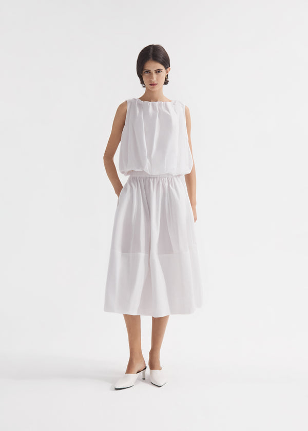 Full Skirt in Cotton Poplin - White, image 1 of 4