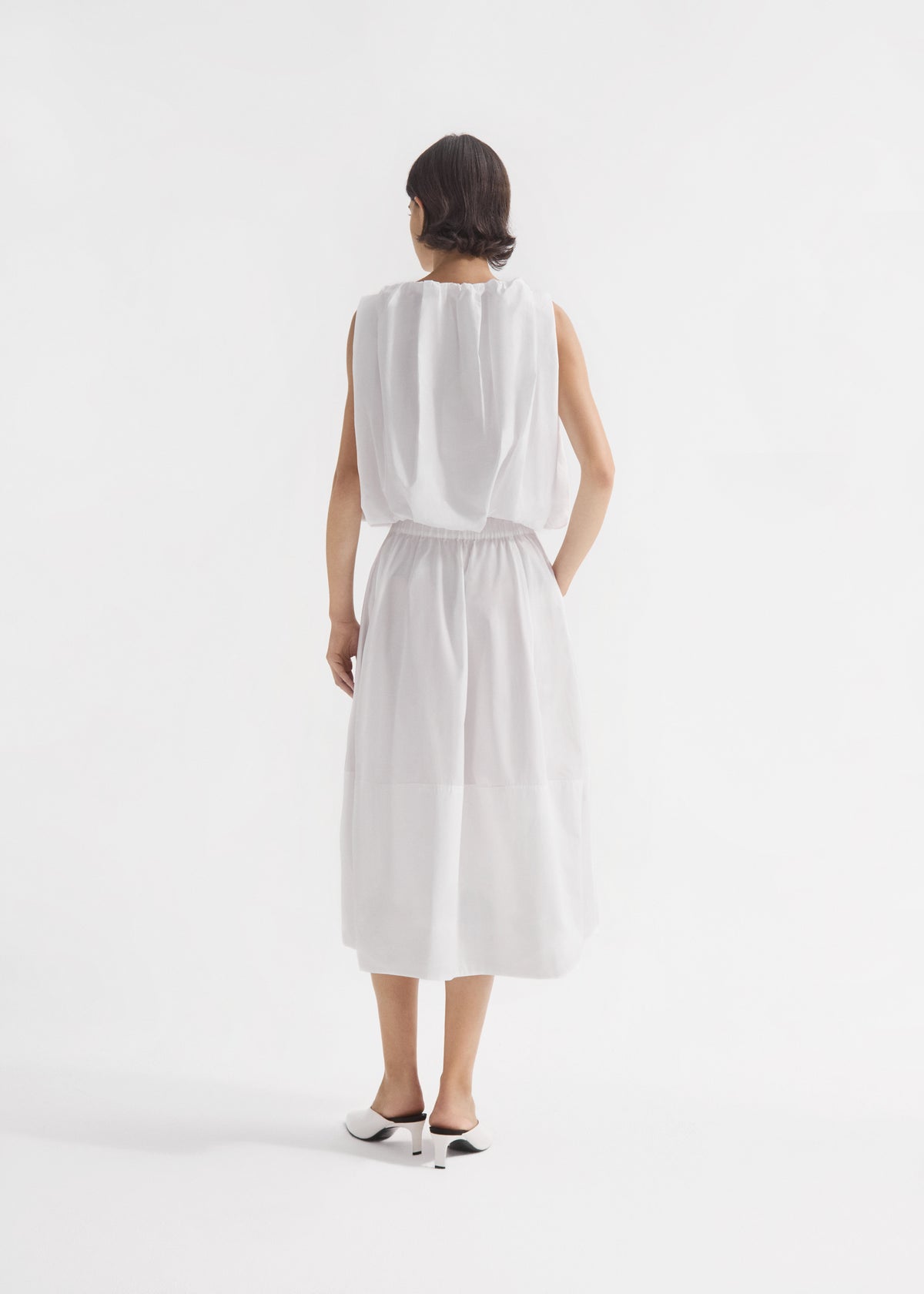 Full Skirt in Cotton Poplin - White, image 3 of 4