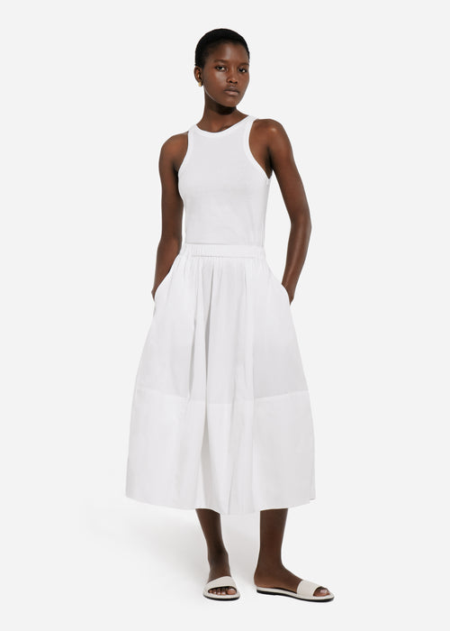 Full Skirt in Cotton Poplin - White, image 1 of 3