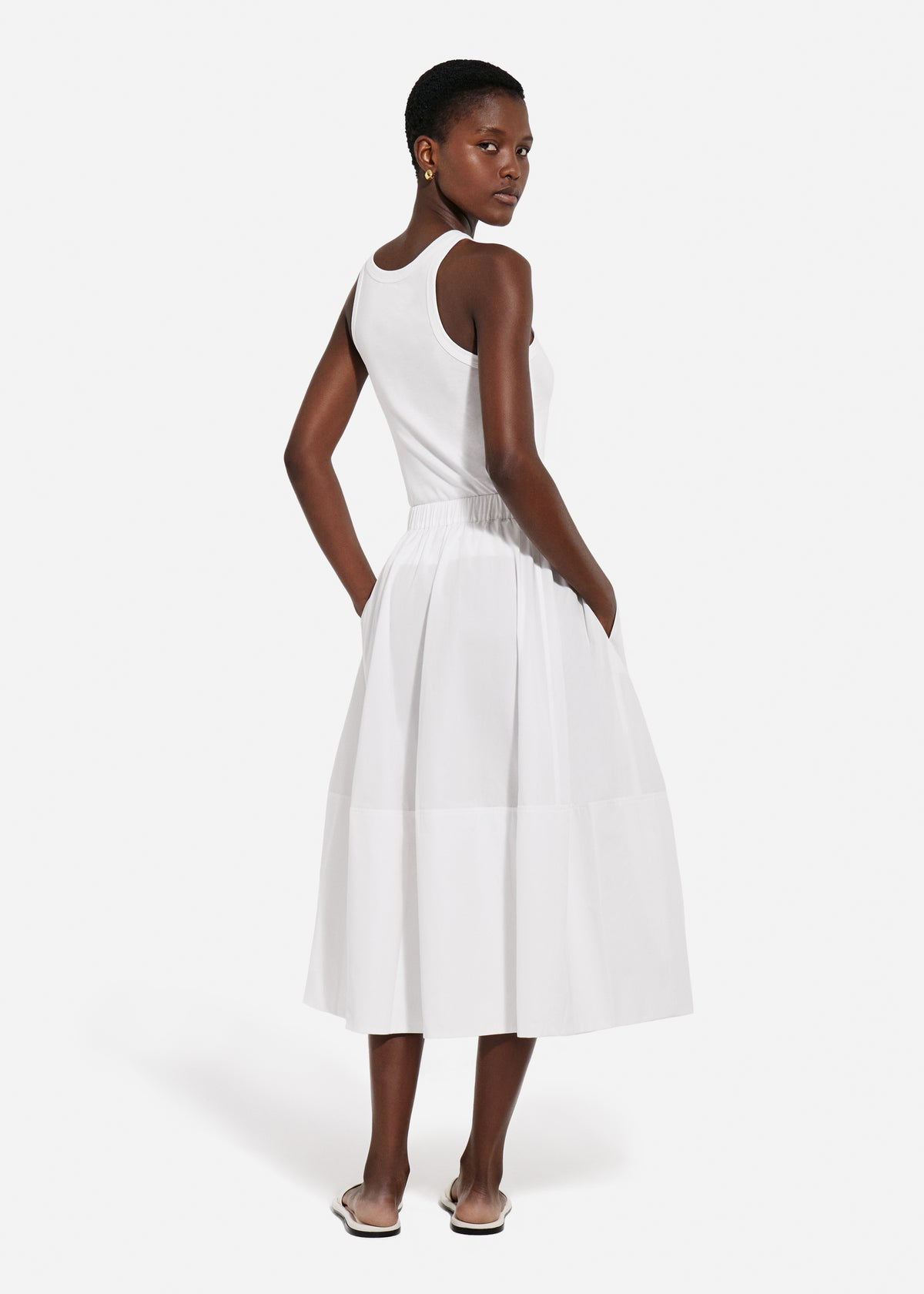Full Skirt in Cotton Poplin - White, image 2 of 3