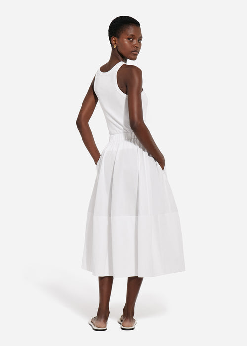 Full Skirt in Cotton Poplin - White, image 2 of 3