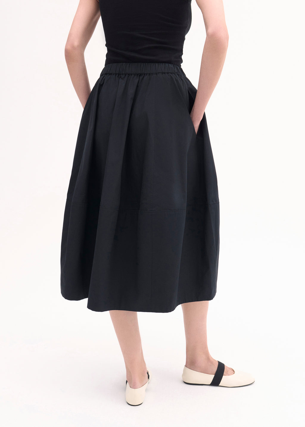Full Skirt in Cotton Poplin - Black - CO
