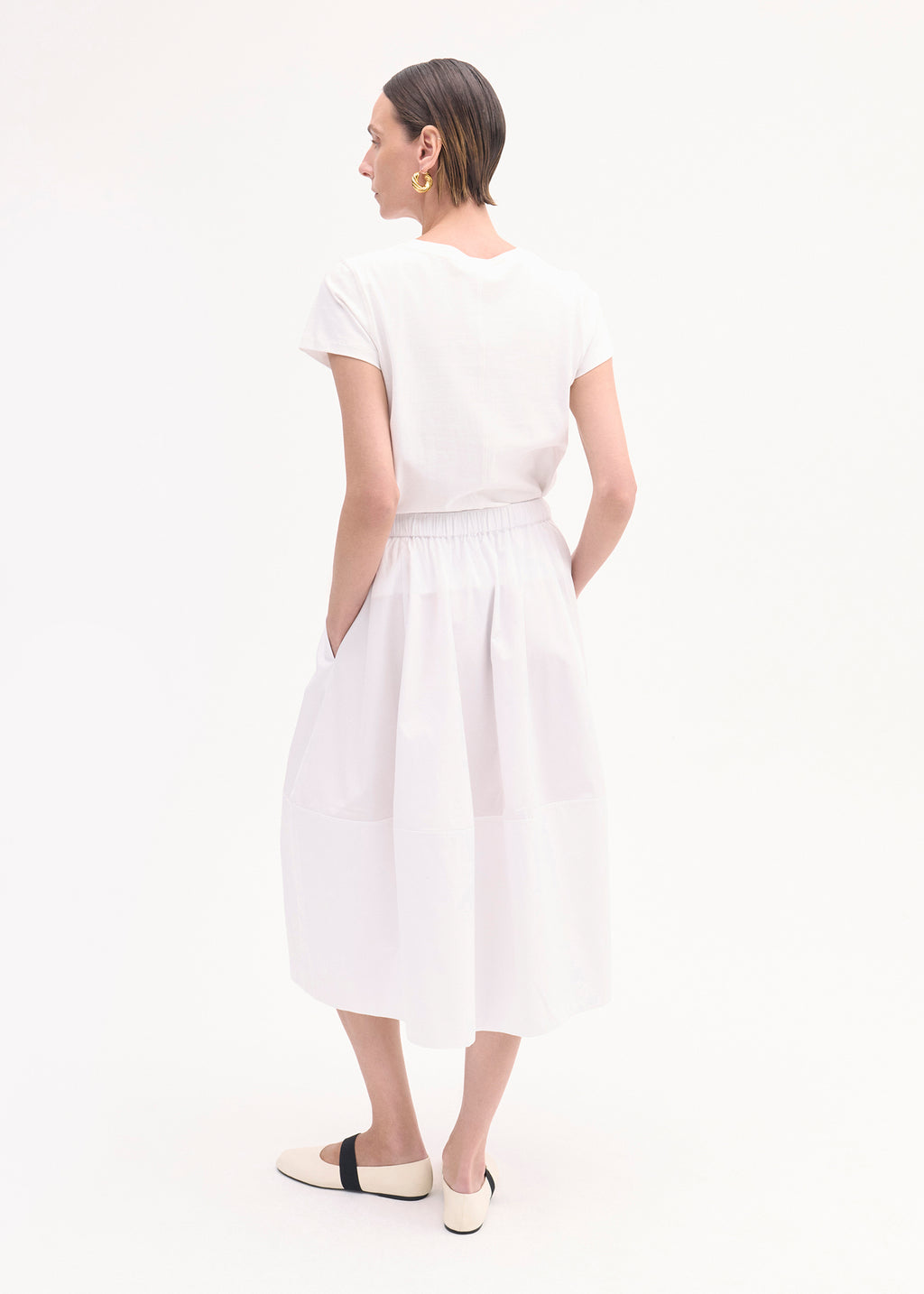 Full Skirt in Cotton Poplin - White - CO
