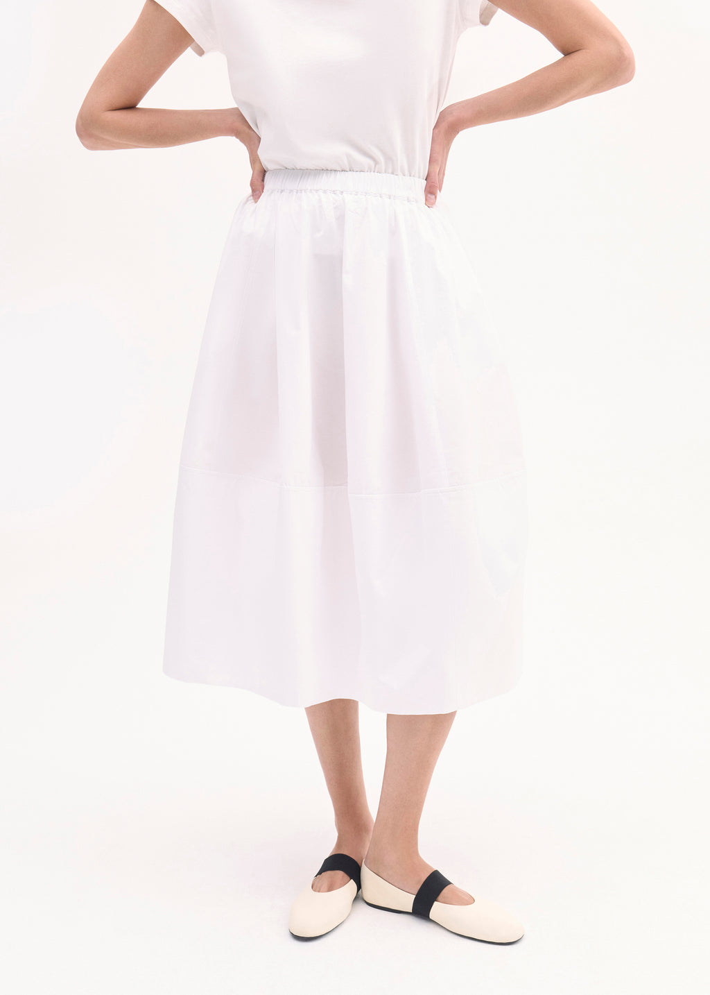 Full Skirt in Cotton Poplin - White - CO