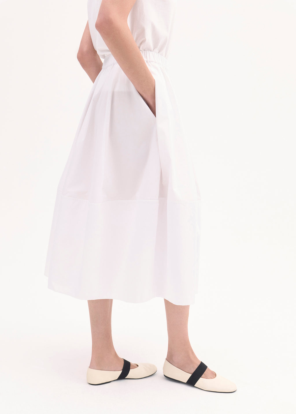 Full Skirt in Cotton Poplin - White - CO