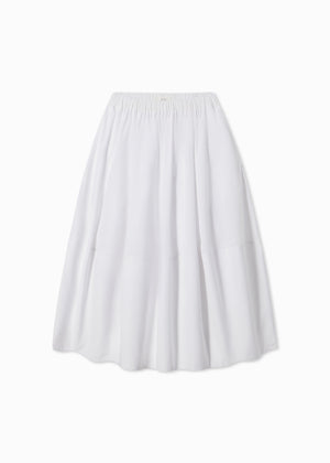 Poplin Midi Skirt with Luna Print in White