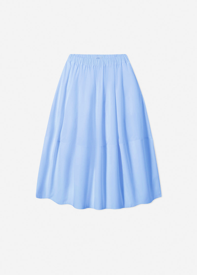 Full Skirt in Cotton Poplin - Blue - CO