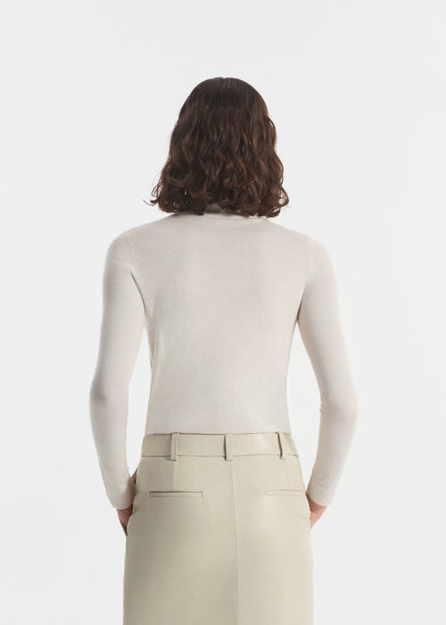 Slim Turtleneck in Fine Cashmere - Ivory, image 2 of 3