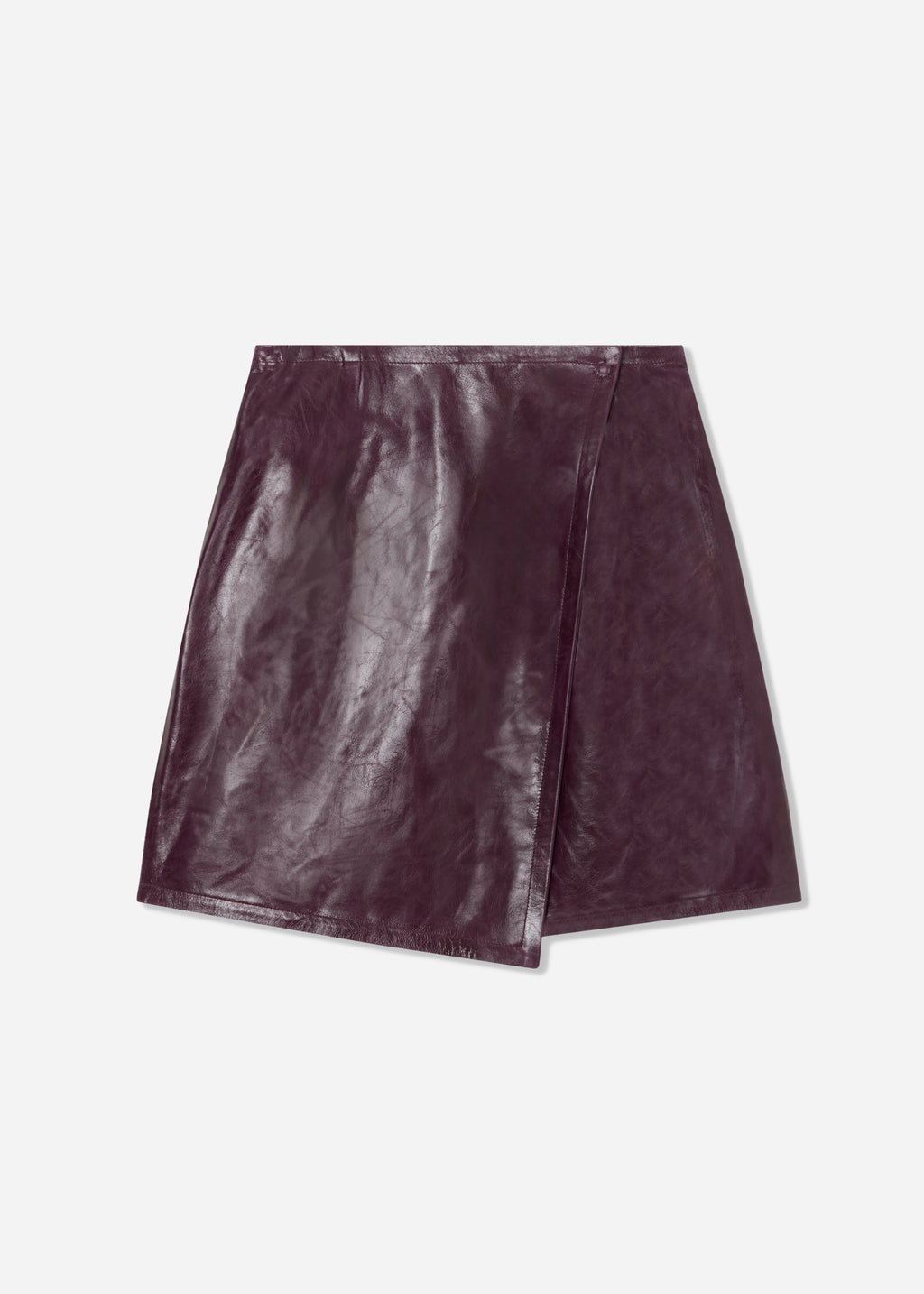 Leather Wrap Skirt - Aubergine - CO