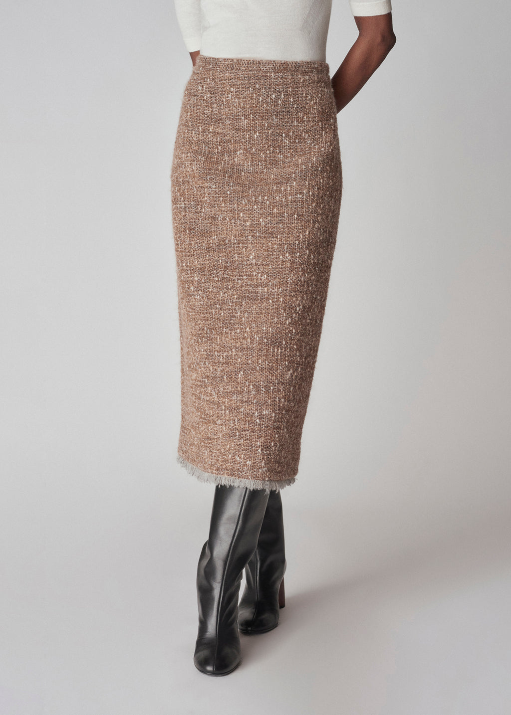 Midi Pencil Skirt in Boucle - Brown Multi - CO