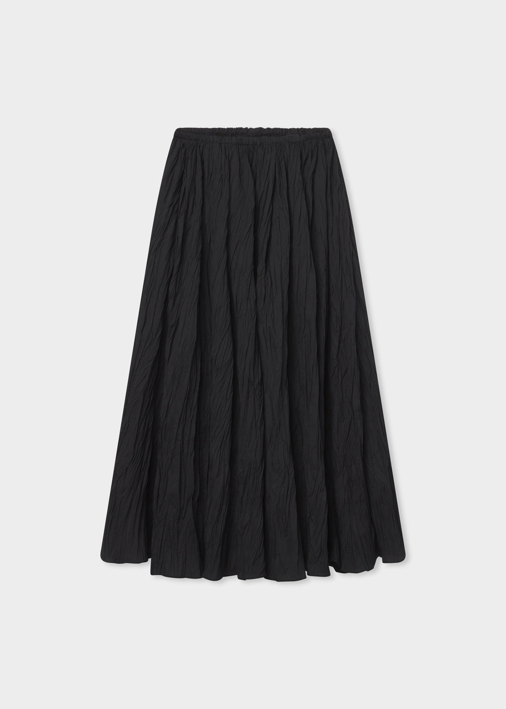 Plissé Skirt in Crinkled Cotton - Black - CO