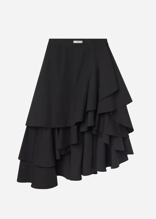 Asymmetric Full Skirt in Cotton Poplin - Black, image 5 of 5