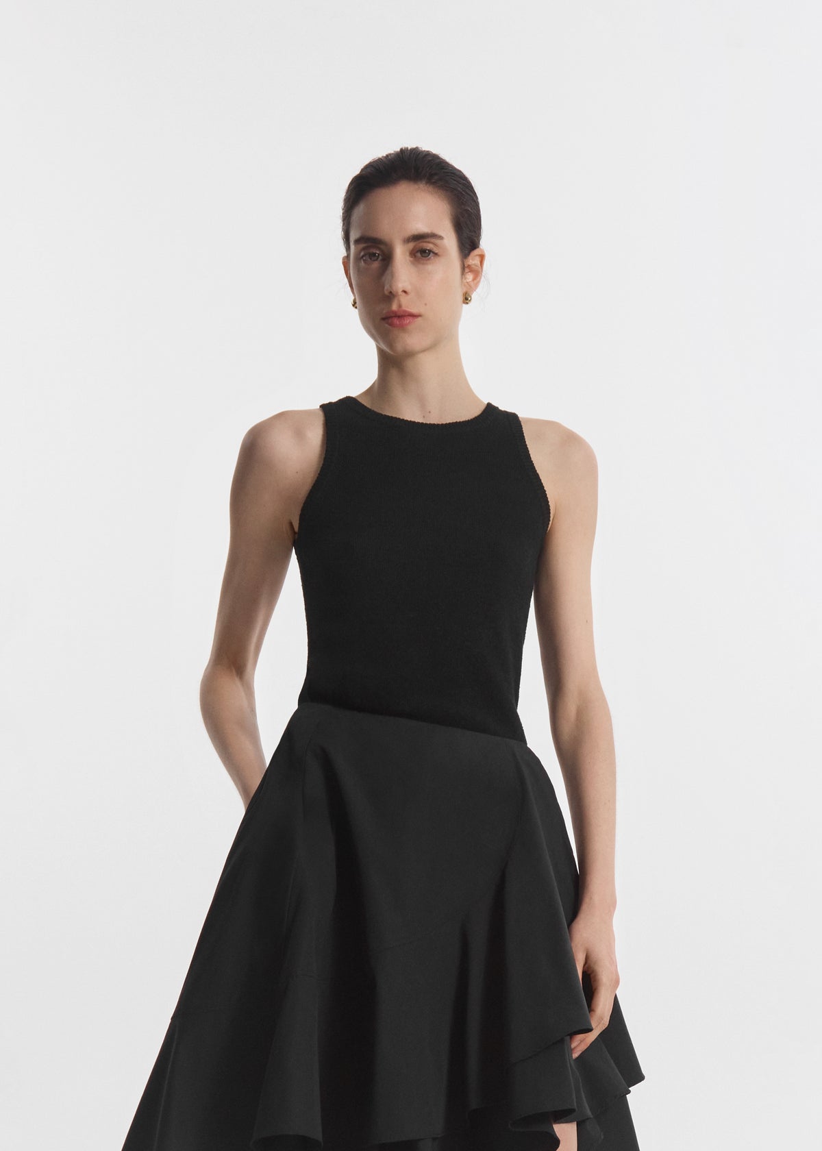 Racerback Tank in Silk Linen - Black, image 2 of 5