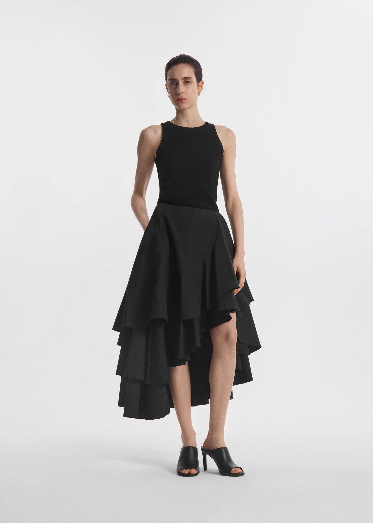 Racerback Tank in Silk Linen - Black, image 1 of 5
