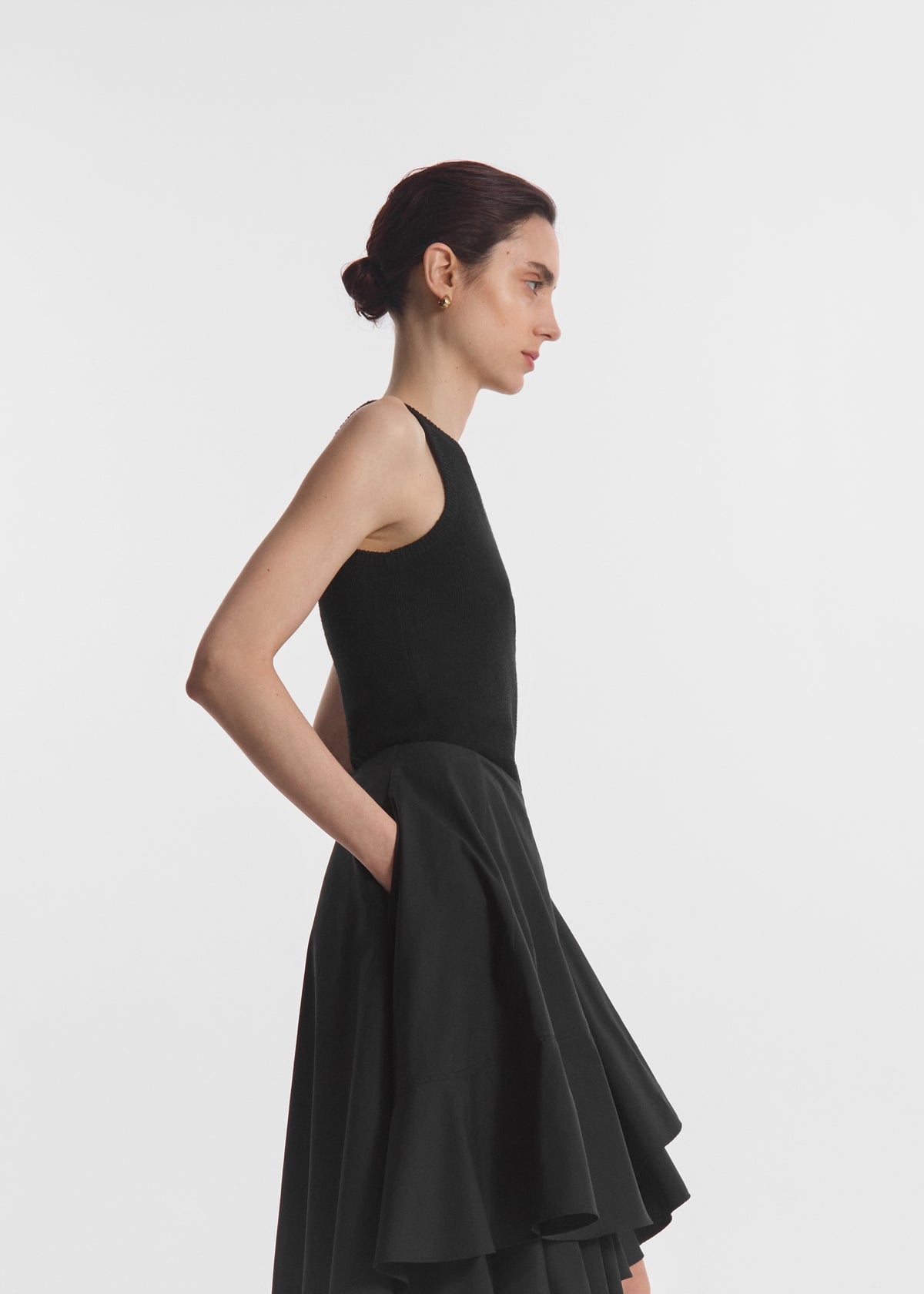 Racerback Tank in Silk Linen - Black, image 3 of 5