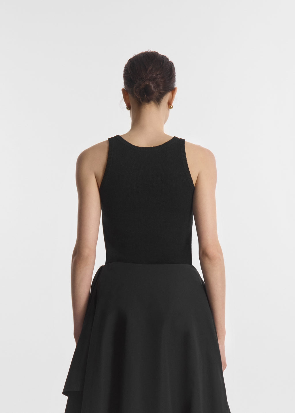 Racerback Tank in Silk Linen - Black - CO