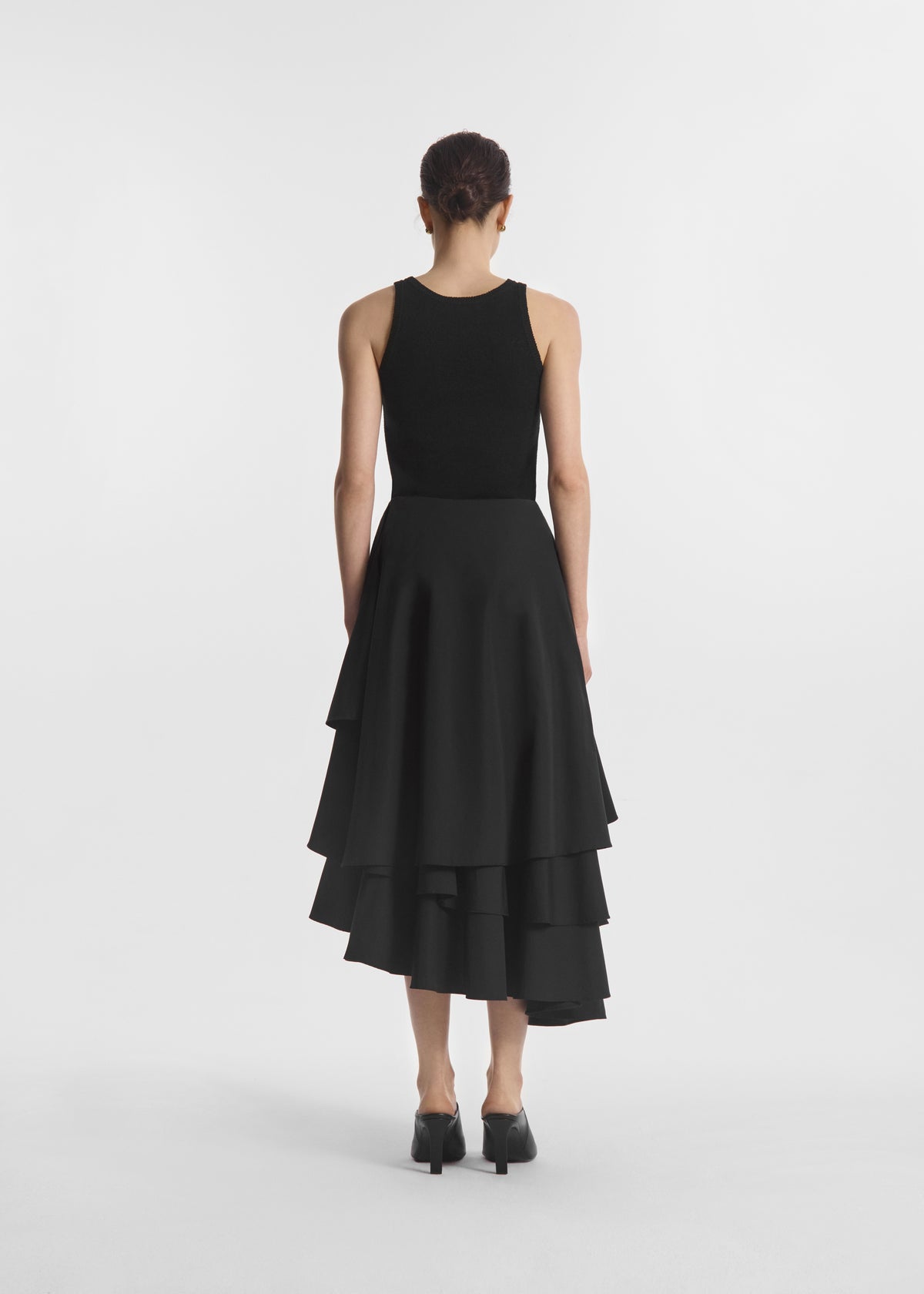 Asymmetric Full Skirt in Cotton Poplin - Black, image 3 of 5