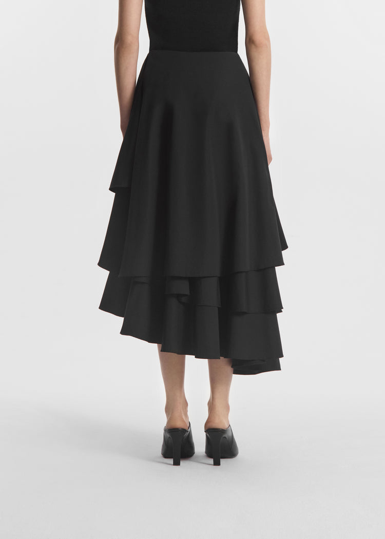Asymmetric Full Skirt in Cotton Poplin - Black, image 4 of 5