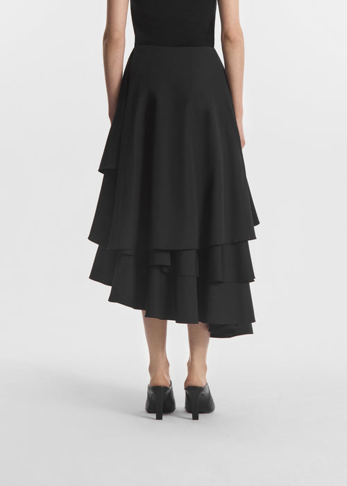 Asymmetric Full Skirt in Cotton Poplin - Black, image 4 of 5