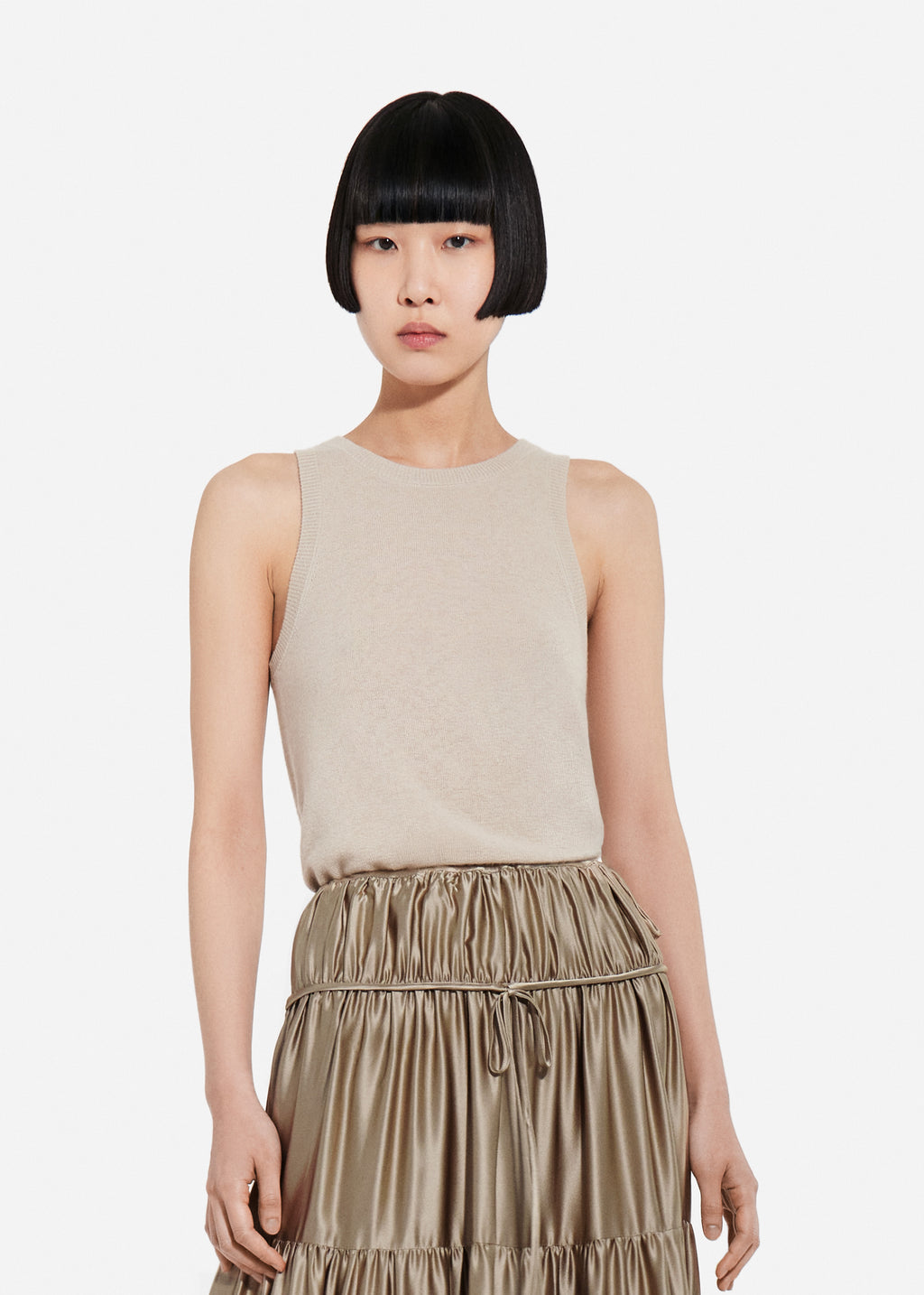 Tank Top in Fine Cashmere - Chestnut - CO