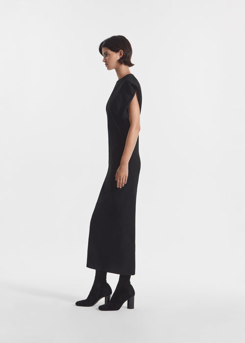 Relaxed Shift Dress in Crepe - Black, image 2 of 5