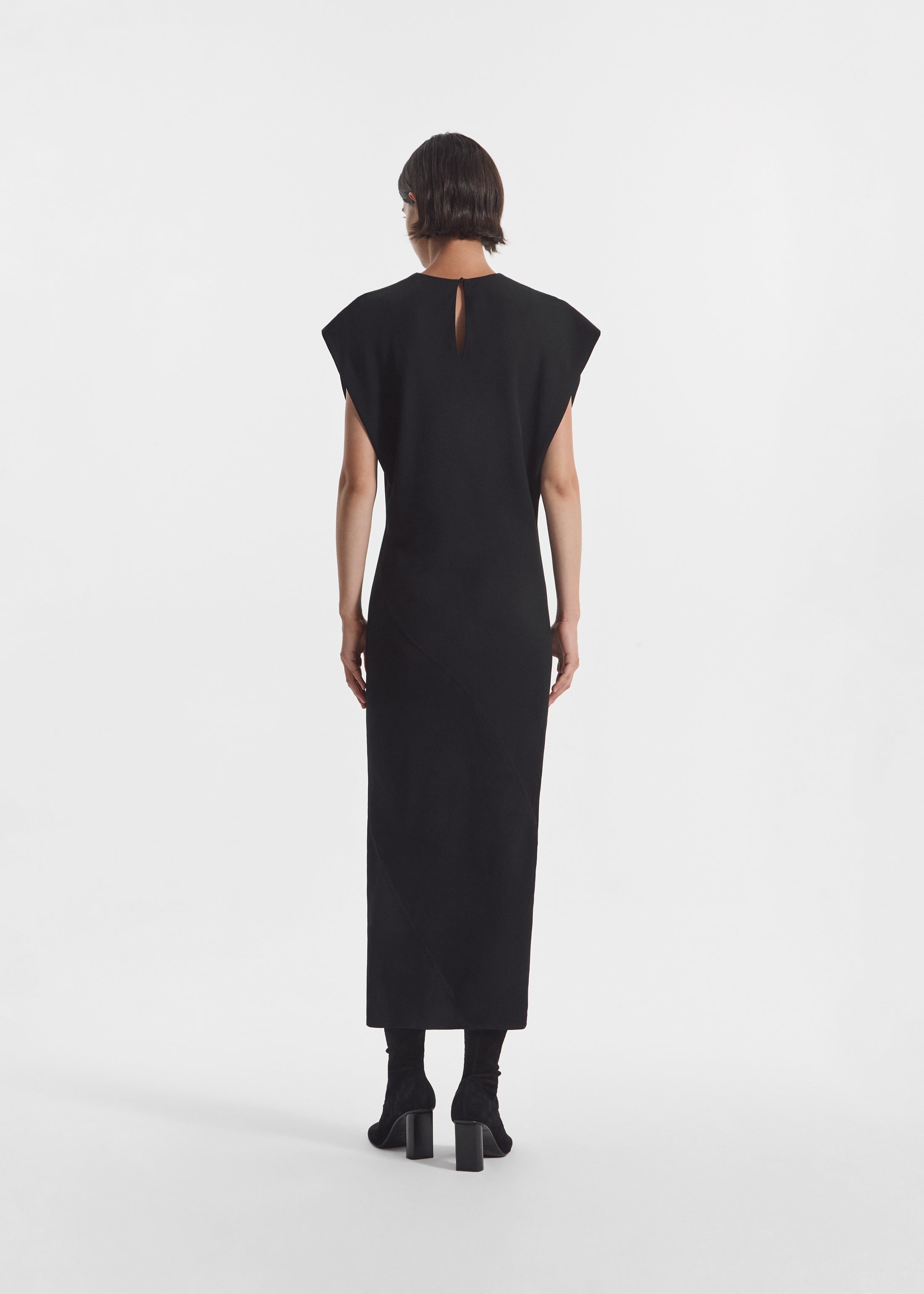 Relaxed Shift Dress in Crepe - Black, image 3 of 5