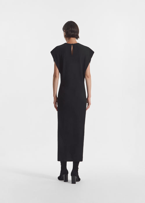 Relaxed Shift Dress in Crepe - Black, image 3 of 5