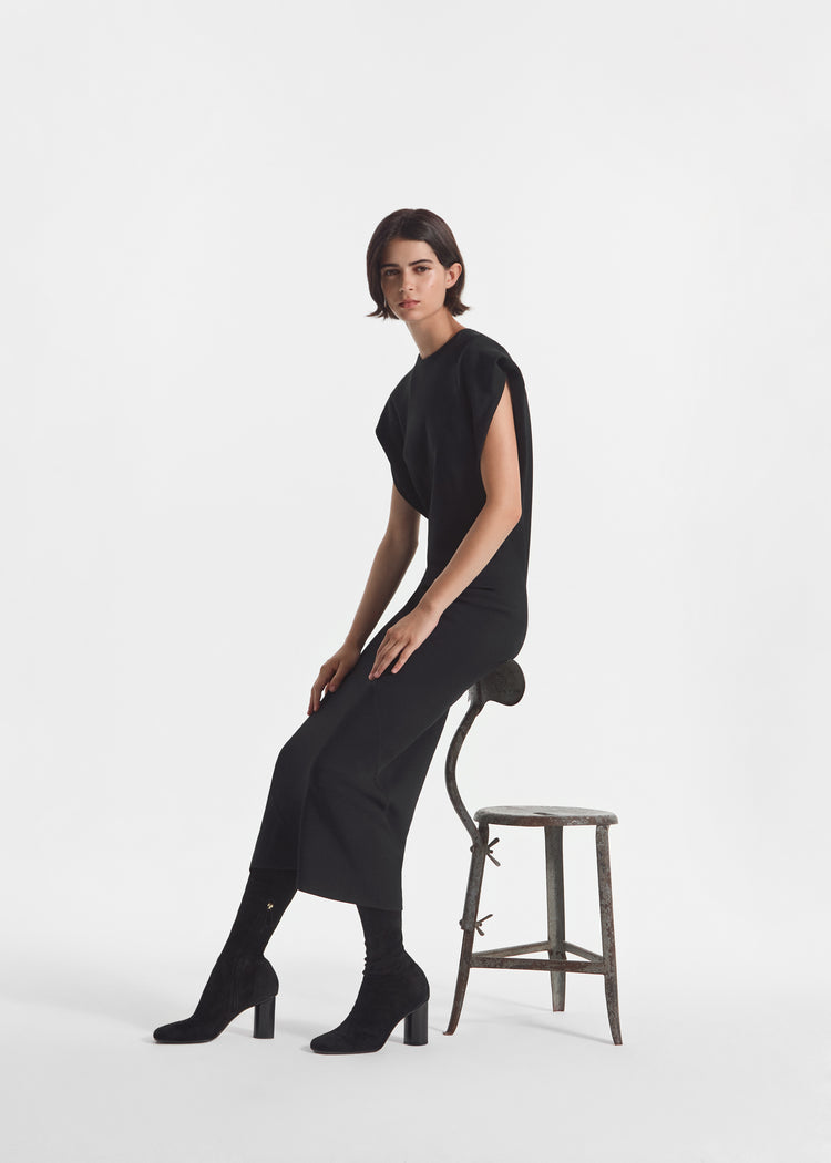 Relaxed Shift Dress in Crepe - Black, image 4 of 5