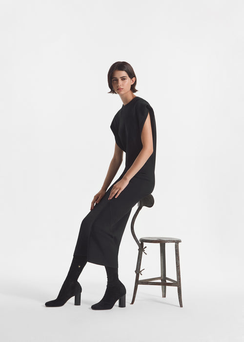 Relaxed Shift Dress in Crepe - Black, image 4 of 5