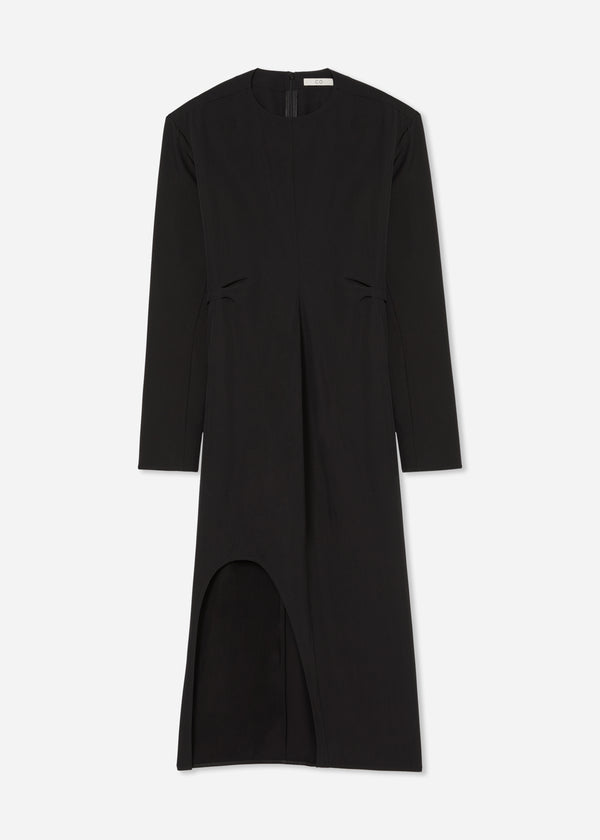 Keyhole Dress in Viscose Wool - Black - CO