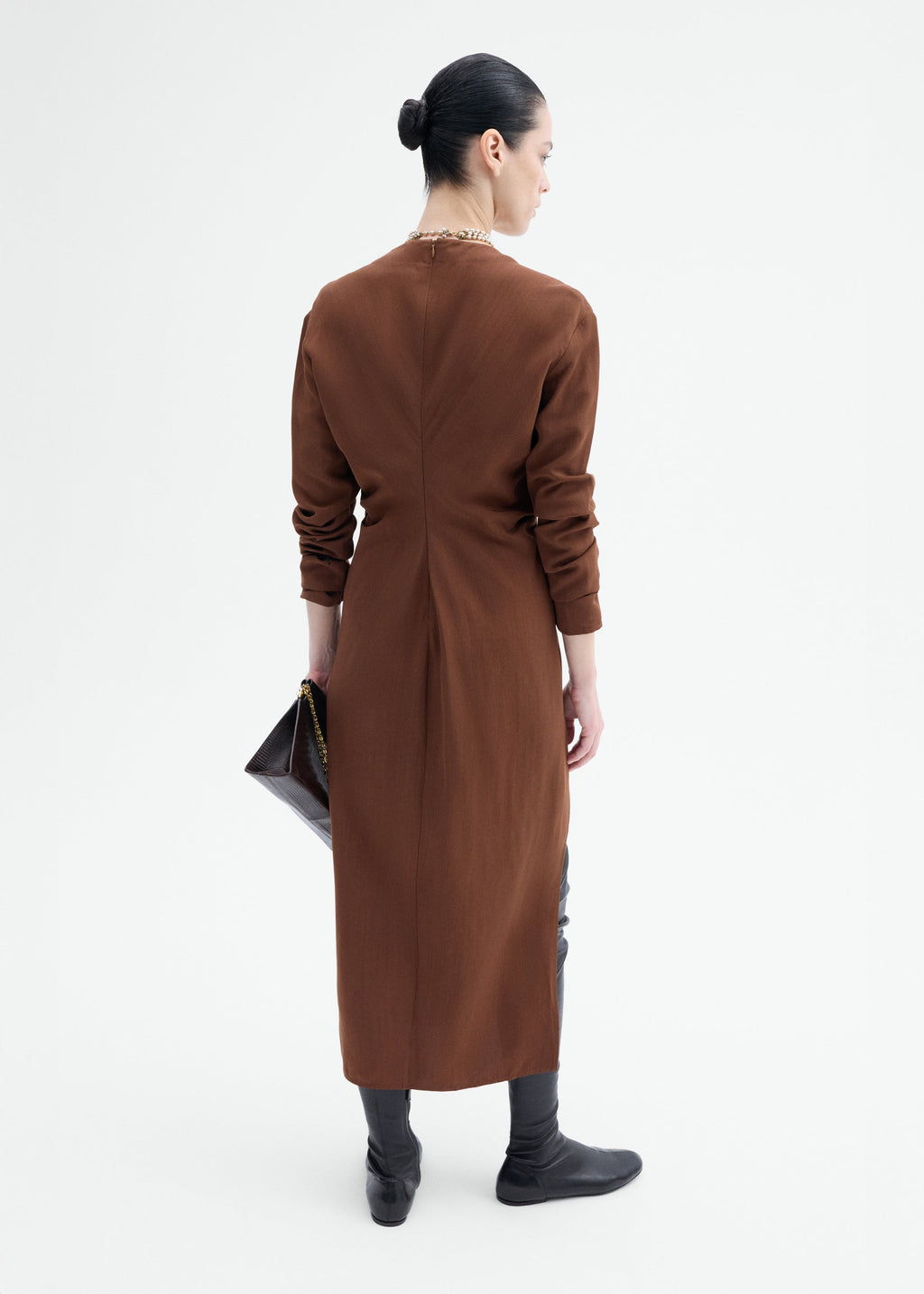 Keyhole Dress in Viscose Wool - Moose - CO