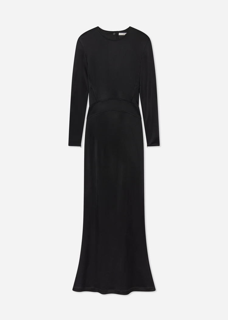 Backless Column Dress in Viscose Shine - Black, image 5 of 5