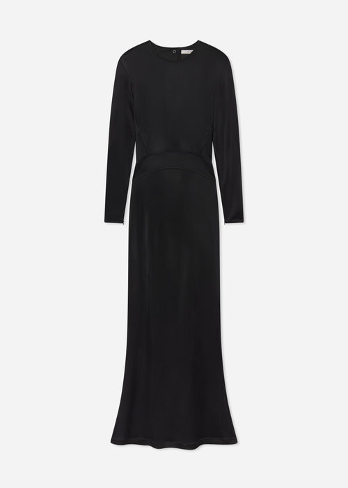 Backless Column Dress in Viscose Shine - Black, image 5 of 5