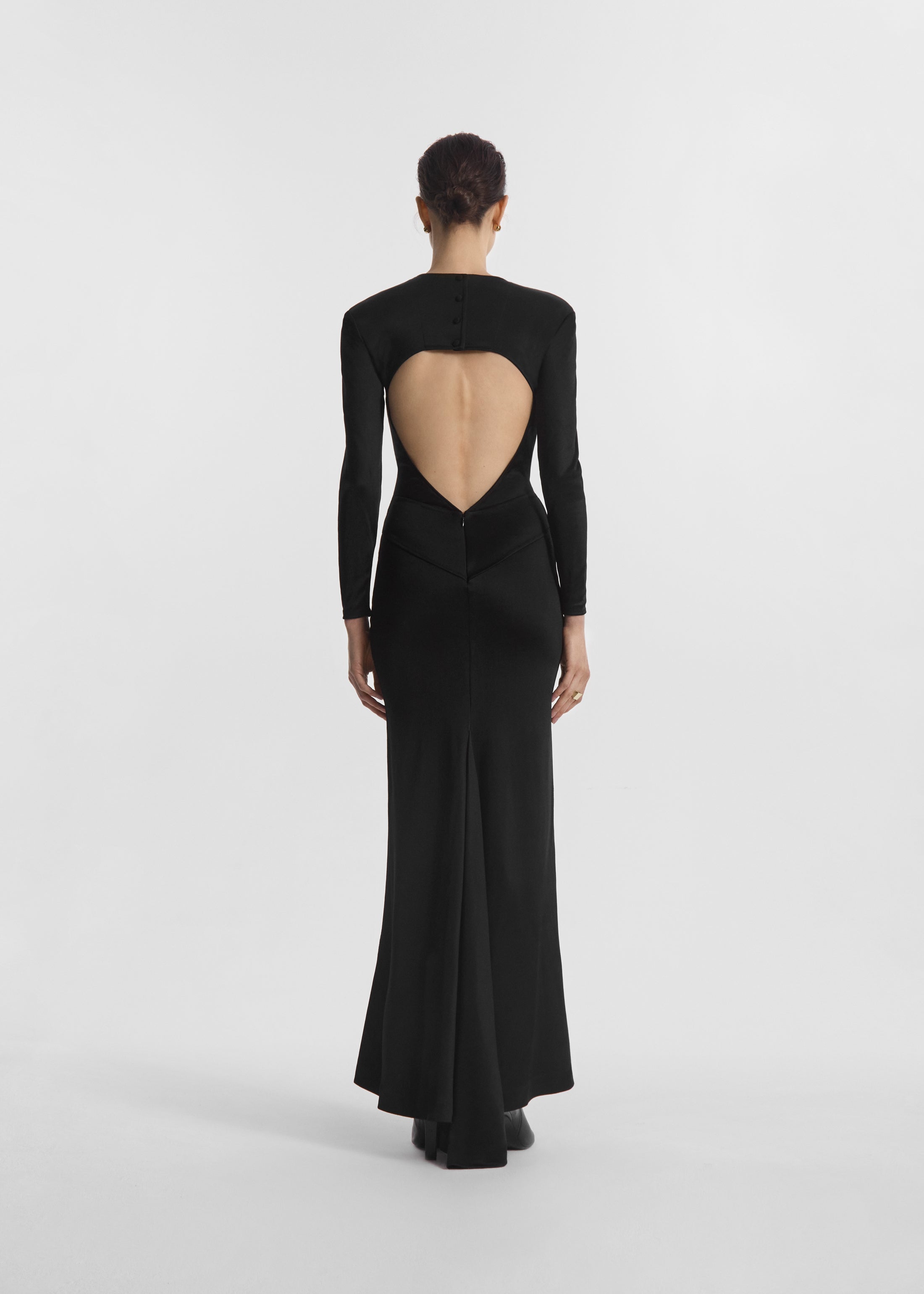 Backless Column Dress in Viscose Shine - Black