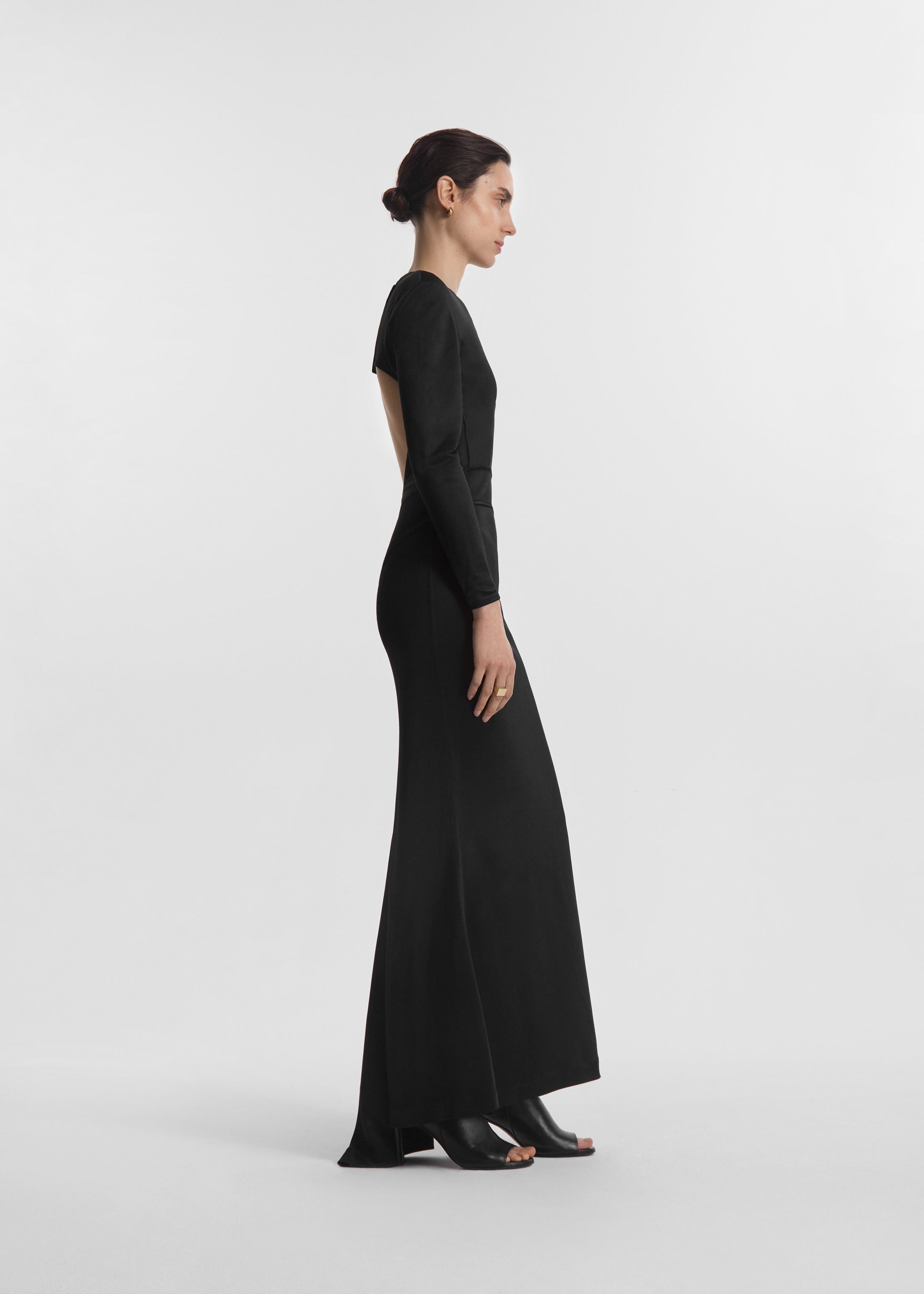 Backless Column Dress in Viscose Shine