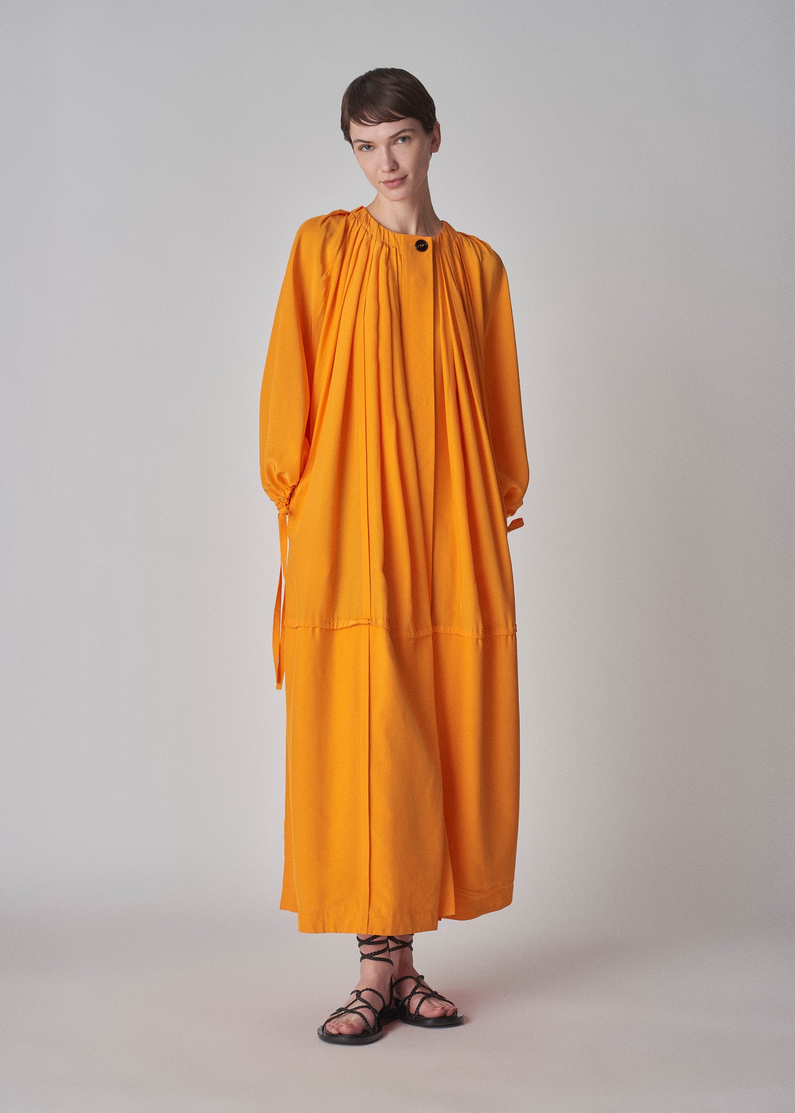 Bubble Dress in Viscose Habotai - Orange - CO Collections