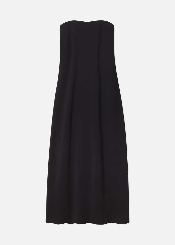 Strapless Column Dress in Viscose Crepe - Black